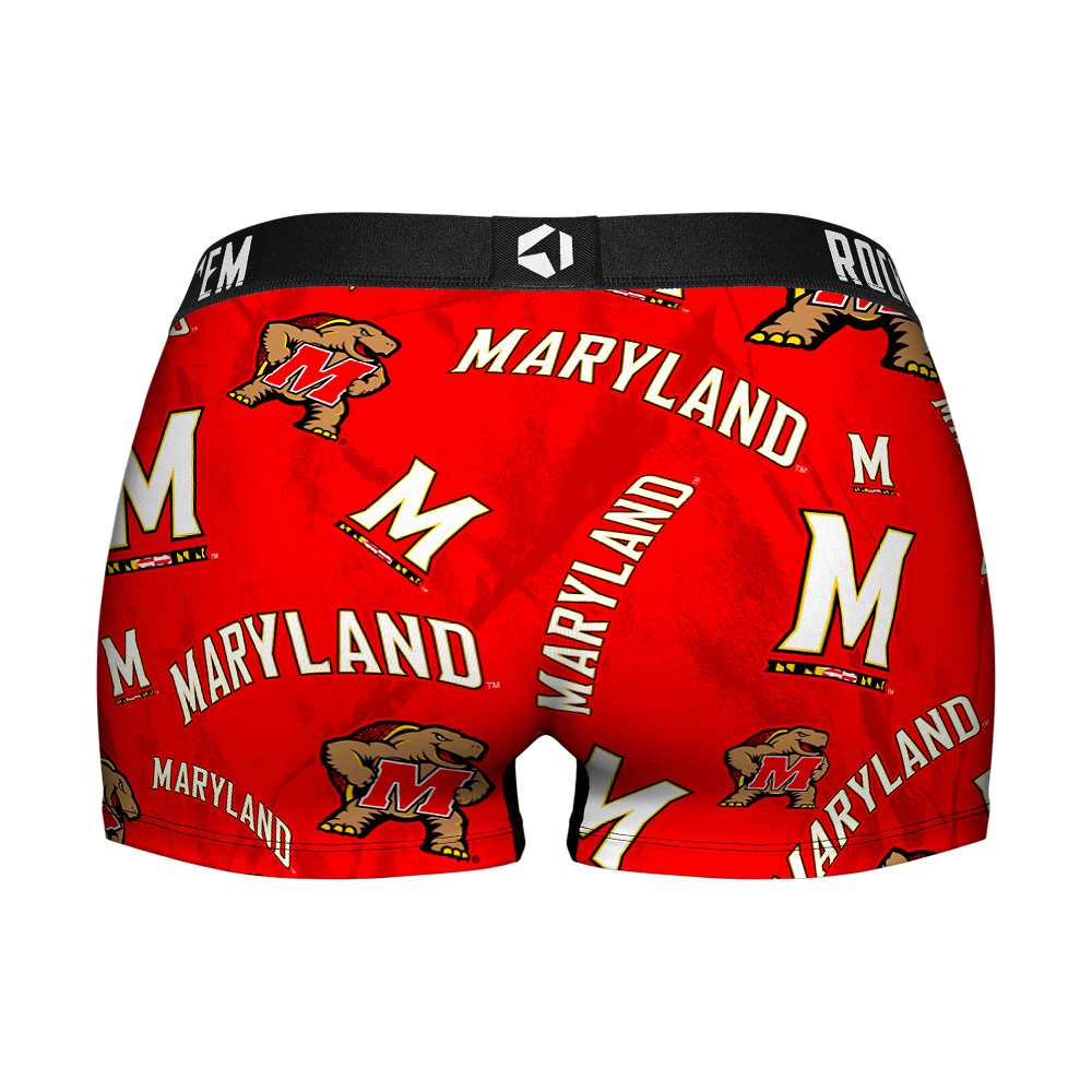 Women's Boy Shorts - Maryland Terrapins - Logo All-Over | Rock 'Em Socks