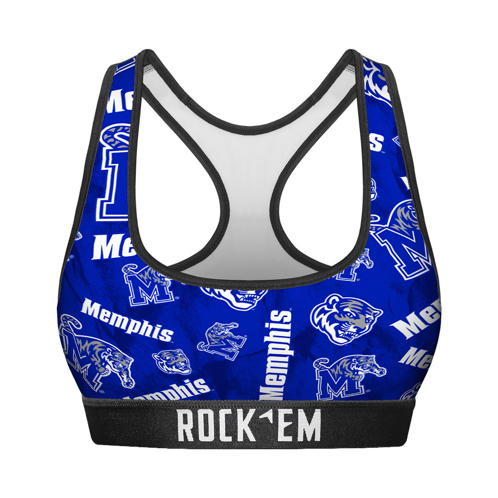 Women's Sports Bra - Memphis Tigers - Logo All-Over | Rock 'Em Socks
