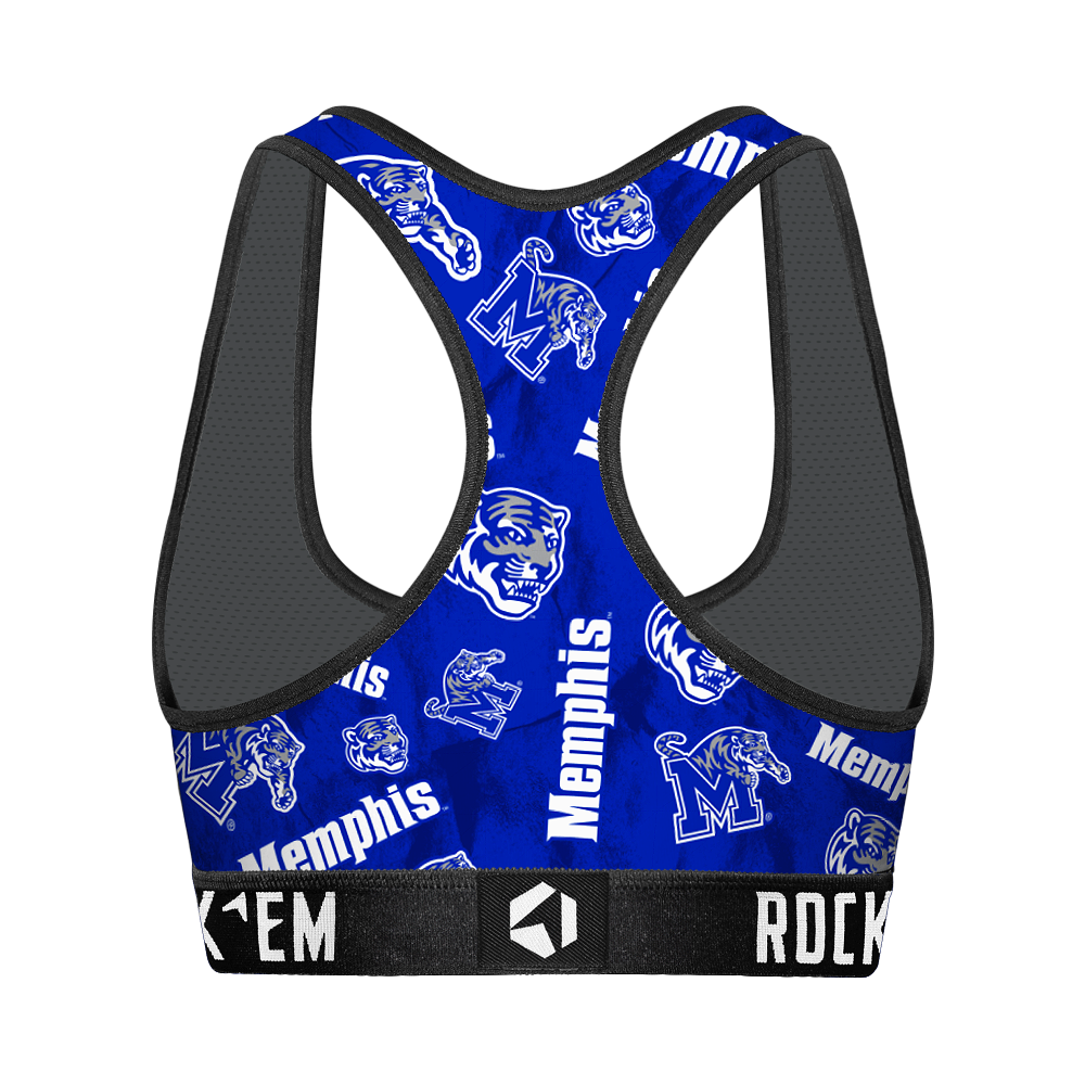 Women's Sports Bra - Memphis Tigers - Logo All-Over | Rock 'Em Socks