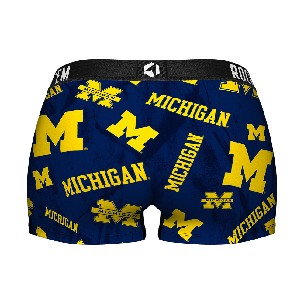 Women's Boy Shorts - Michigan Wolverines - Logo All-Over | Rock 'Em Socks