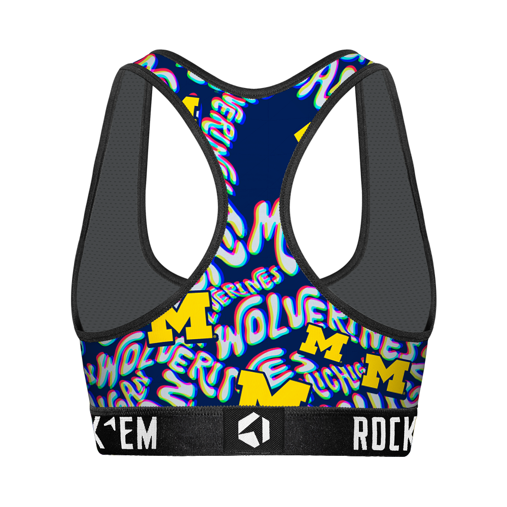 Women's Sports Bra - Michigan Wolverines - Twisted Wordmark | Rock 'Em Socks