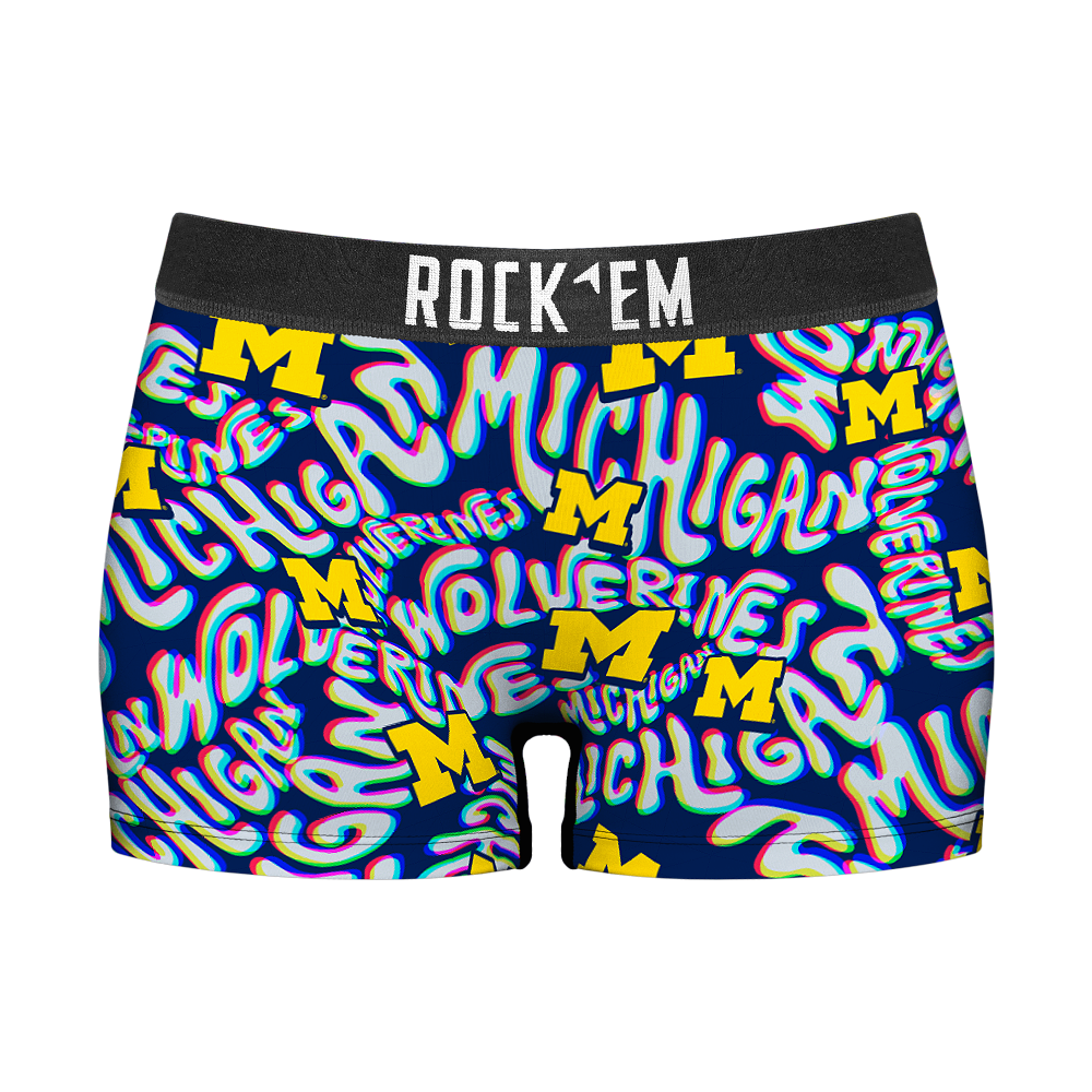 Women's Boy Shorts - Michigan Wolverines - Twisted Wordmark | Rock 'Em Socks