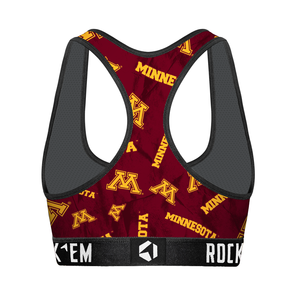 Women's Sports Bra - Minnesota Golden Gophers - Logo All-Over | Rock 'Em Socks
