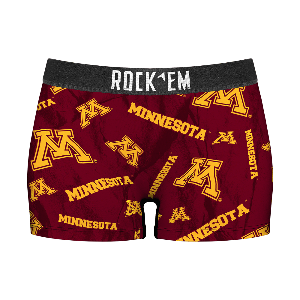 Women's Boy Shorts - Minnesota Golden Gophers - Logo All-Over | Rock 'Em Socks