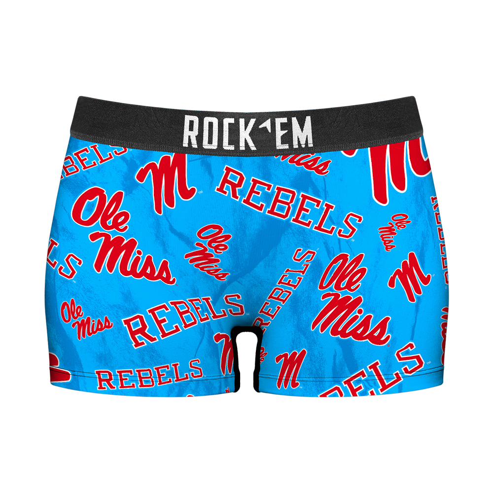 Women's Boy Shorts - Ole Miss Rebels - Logo All-Over | Rock 'Em Socks 1
