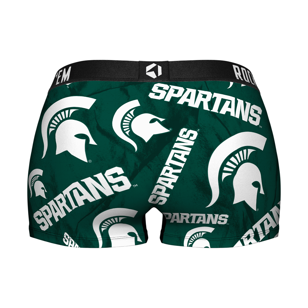 Women's Boy Shorts - Michigan State Spartans - Logo All-Over | Rock 'Em Socks