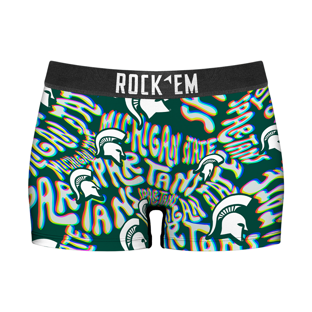 Women's Boy Shorts - Michigan State Spartans - Twisted Wordmark | Rock 'Em Socks