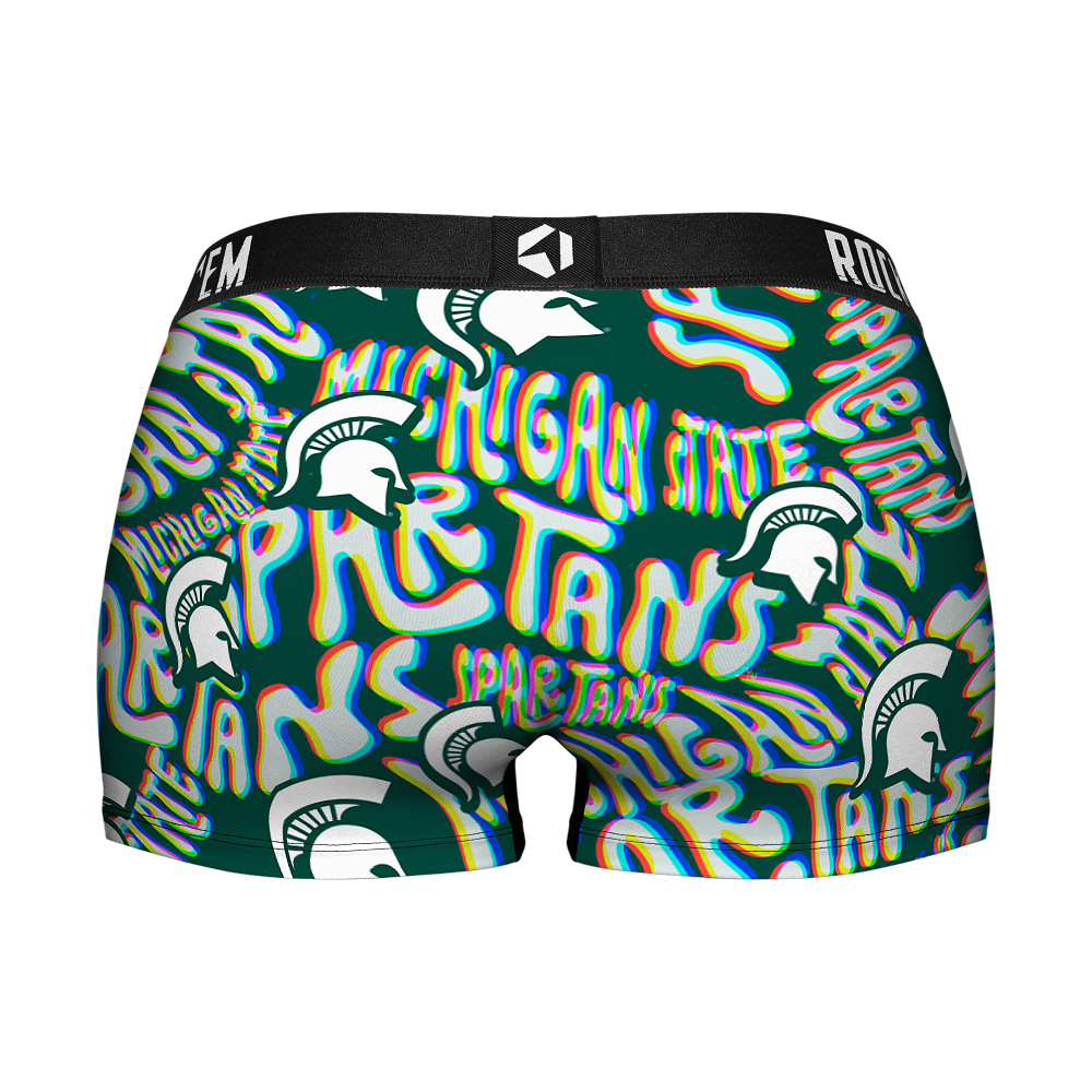 Women's Boy Shorts - Michigan State Spartans - Twisted Wordmark | Rock 'Em Socks