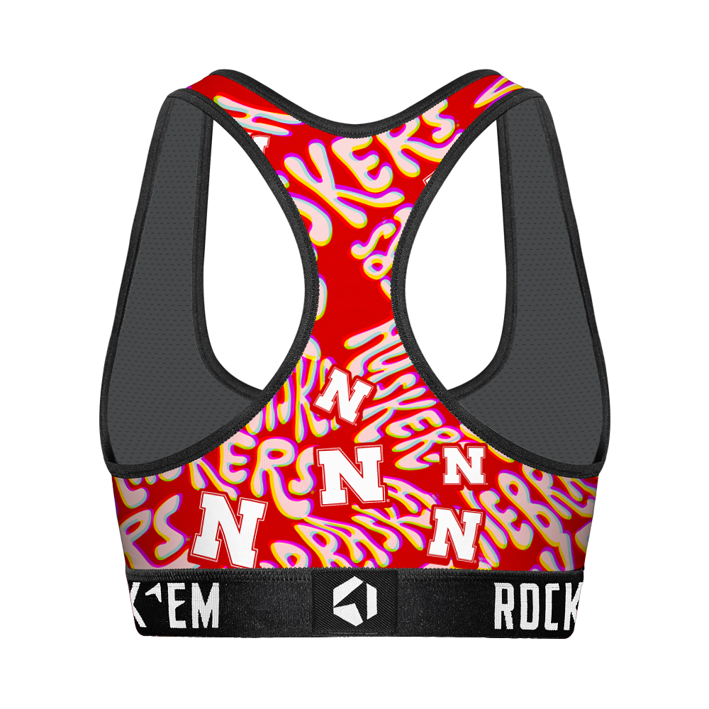Women's Sports Bra - Nebraska Huskers - Twisted Wordmark | Rock 'Em Socks 2