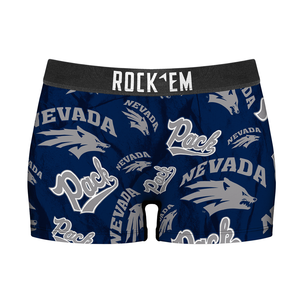Women's Boy Shorts - Nevada Wolf Pack  - Logo All-Over | Rock 'Em Socks