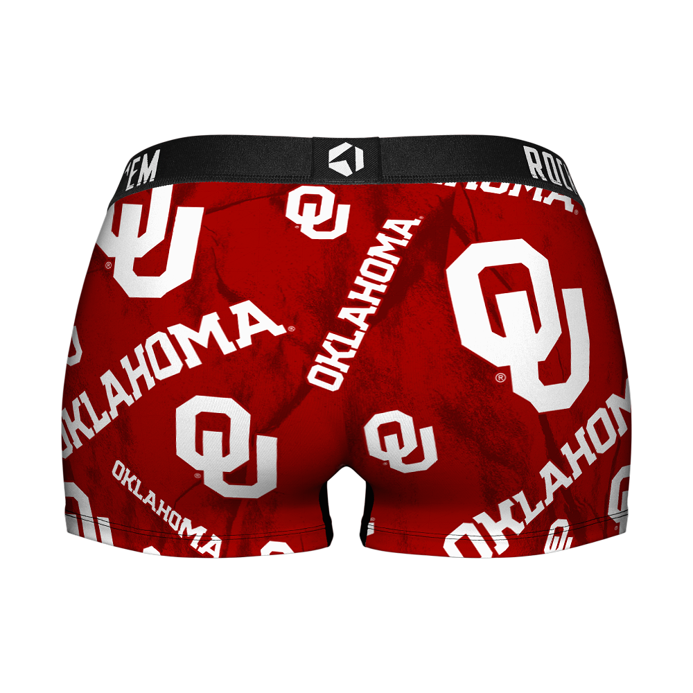 Women's Boy Shorts - Oklahoma Sooners - Logo All-Over | Rock 'Em Socks