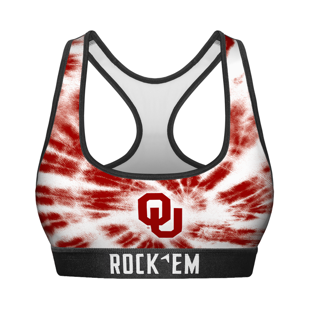 Women's Sports Bra - Oklahoma Sooners - Team Tie Dye | Rock 'Em Socks
