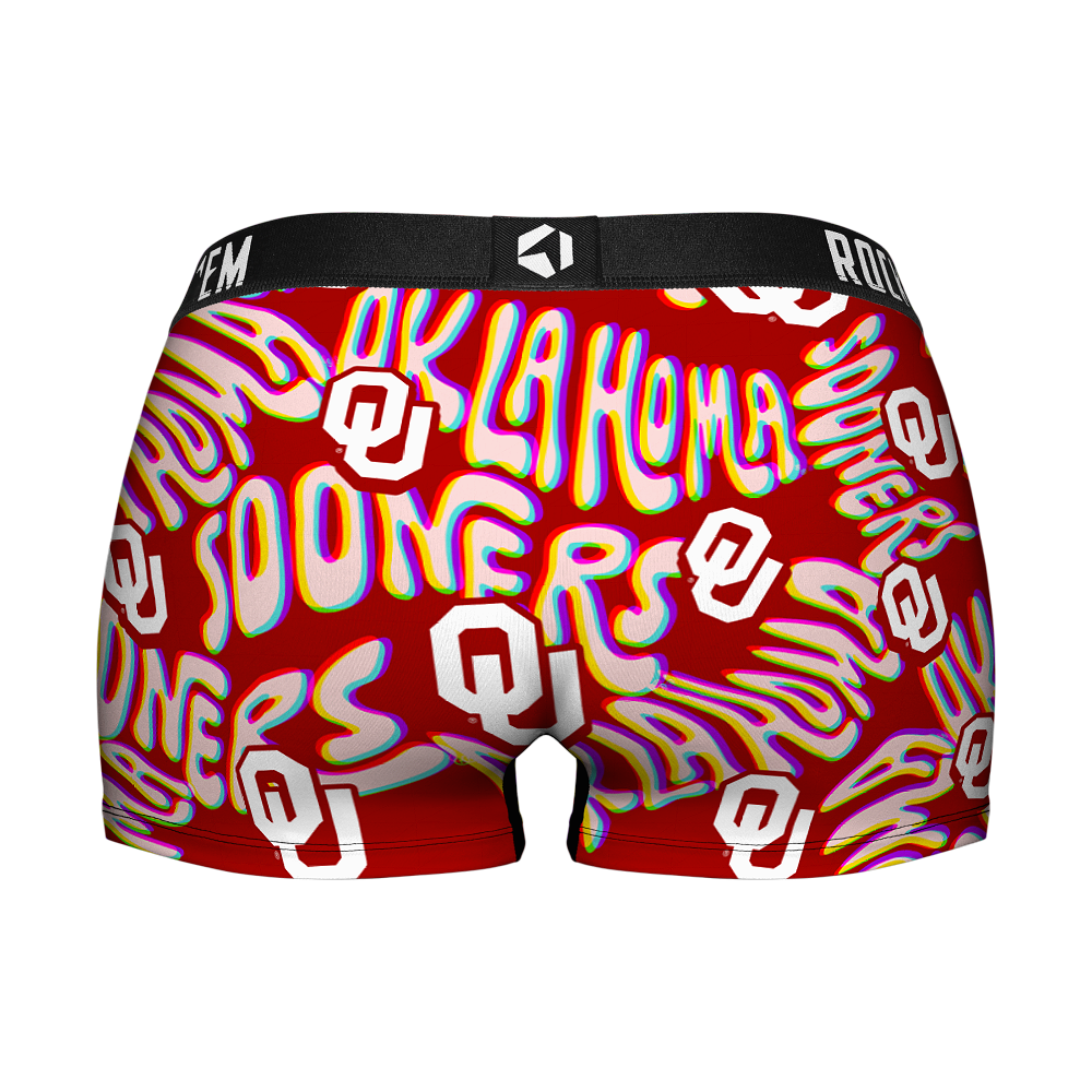 Women's Boy Shorts - Oklahoma Sooners - Twisted Wordmark | Rock 'Em Socks