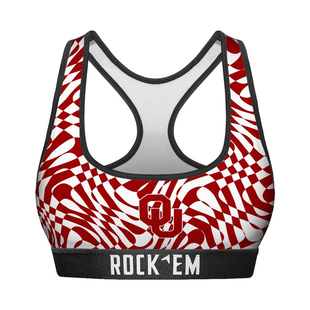 Women's Sports Bra - Oklahoma Sooners - Wavy Checkers | Rock 'Em Socks