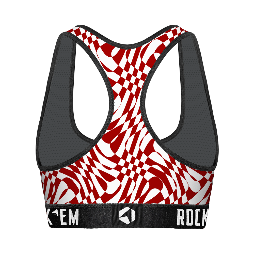 Women's Sports Bra - Oklahoma Sooners - Wavy Checkers | Rock 'Em Socks