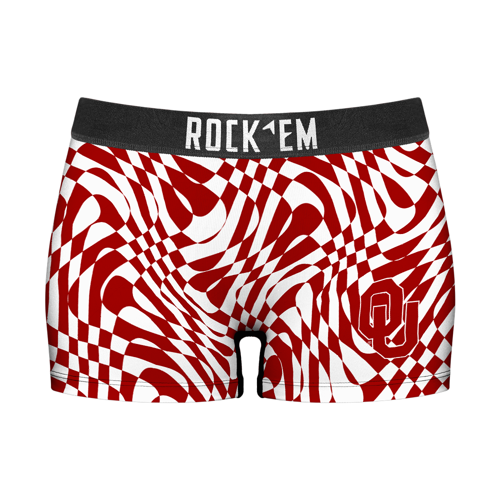 Women's Boy Shorts - Oklahoma Sooners - Wavy Checkers | Rock 'Em Socks