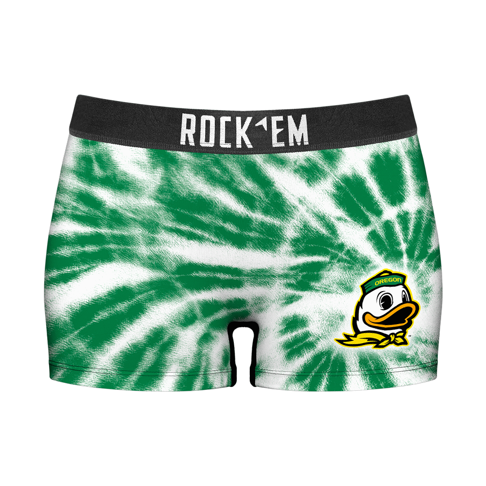 Women's Boy Shorts - Oregon Ducks - Team Tie Dye | Rock 'Em Socks 1