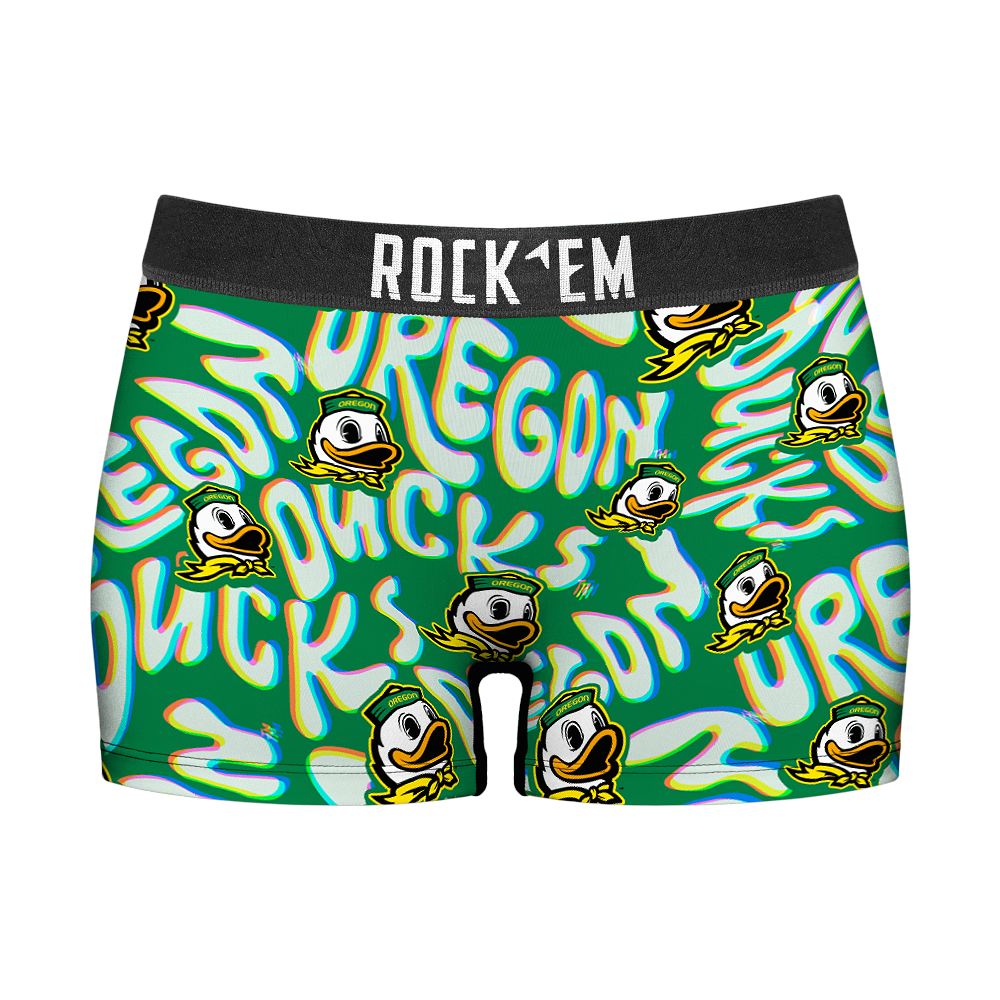 Women's Boy Shorts - Oregon Ducks - Twisted Wordmark | Rock 'Em Socks 1