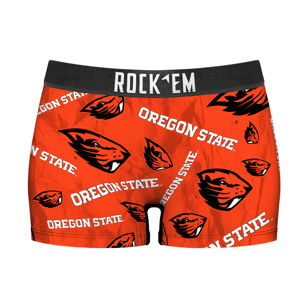 Women's Boy Shorts - Oregon State Beavers  - Logo All-Over | Rock 'Em Socks 1
