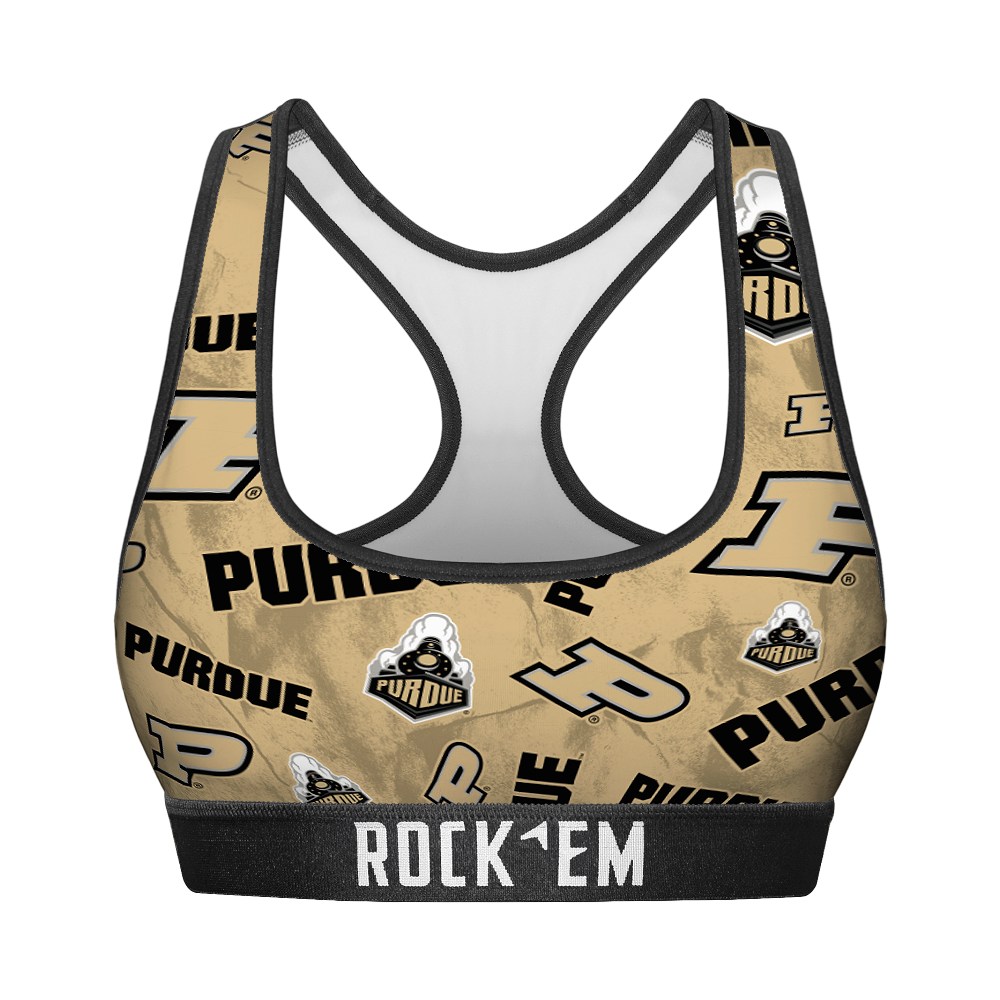 Women's Sports Bra - Purdue Boilermakers - Logo All-Over | Rock 'Em Socks 1