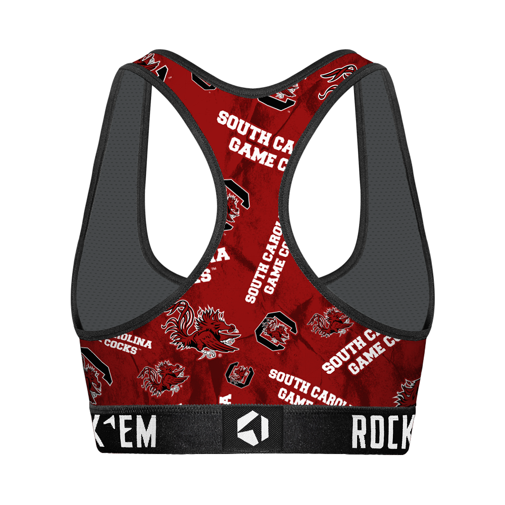 Women's Sports Bra - South Carolina Gamecocks - Logo All-Over | Rock 'Em Socks 2