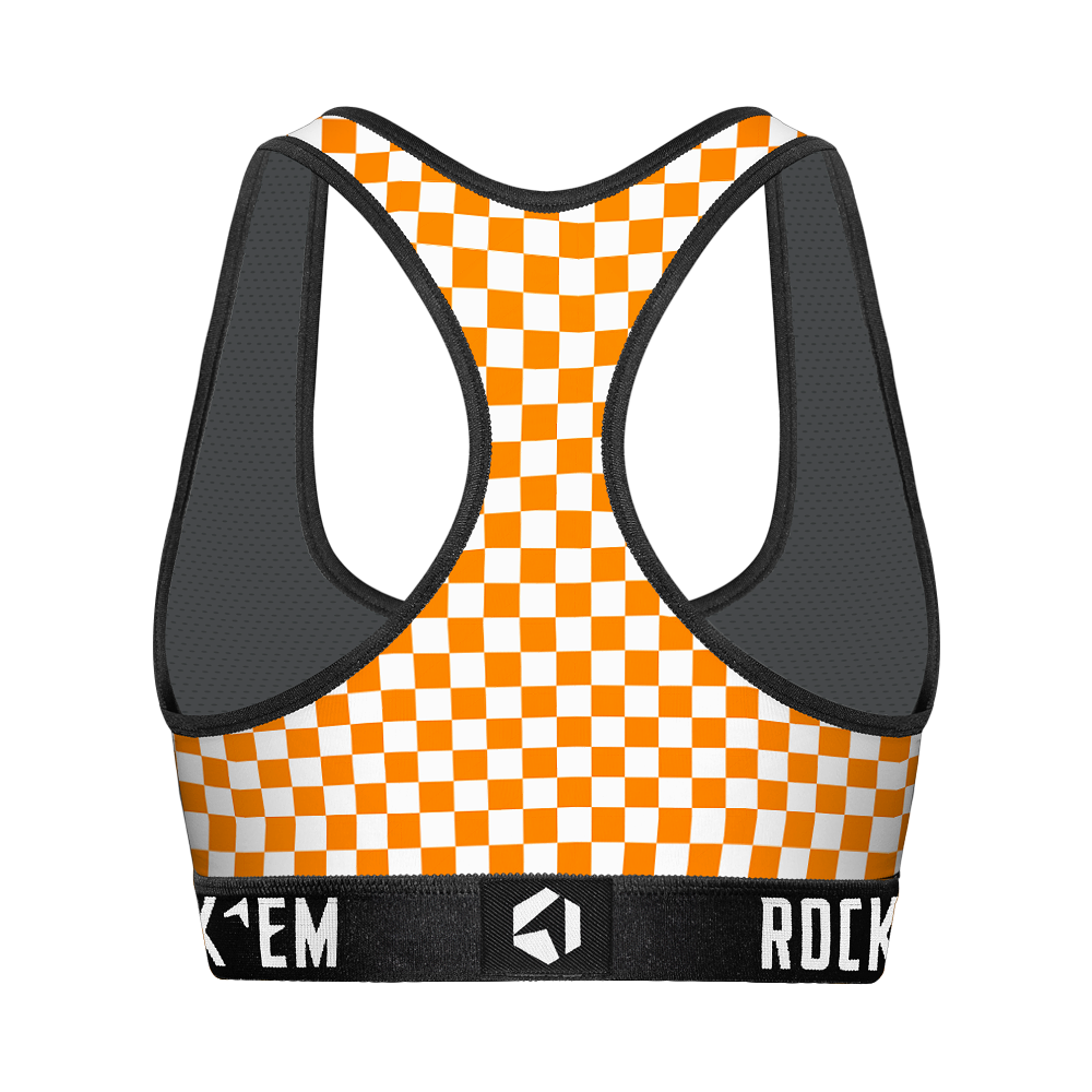 Women's Sports Bra - Tennessee Volunteers - Full Checkerboard | Rock 'Em Socks 2
