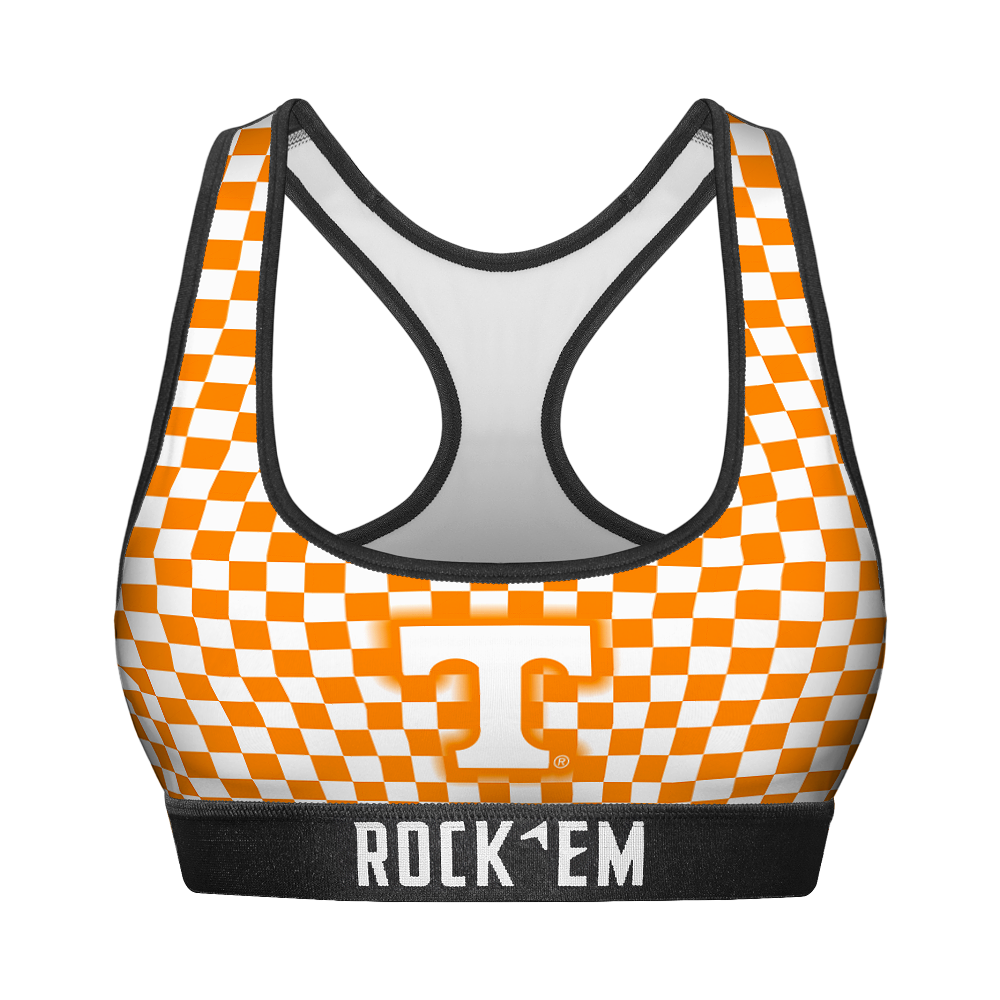 Women's Sports Bra - Tennessee Volunteers - Full Checkerboard | Rock 'Em Socks 1