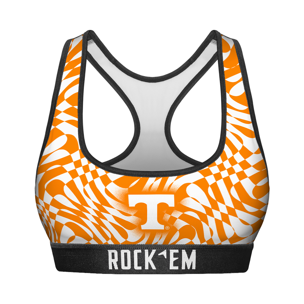 Women's Sports Bra - Tennessee Volunteers - Wavy Checkers | Rock 'Em Socks 1