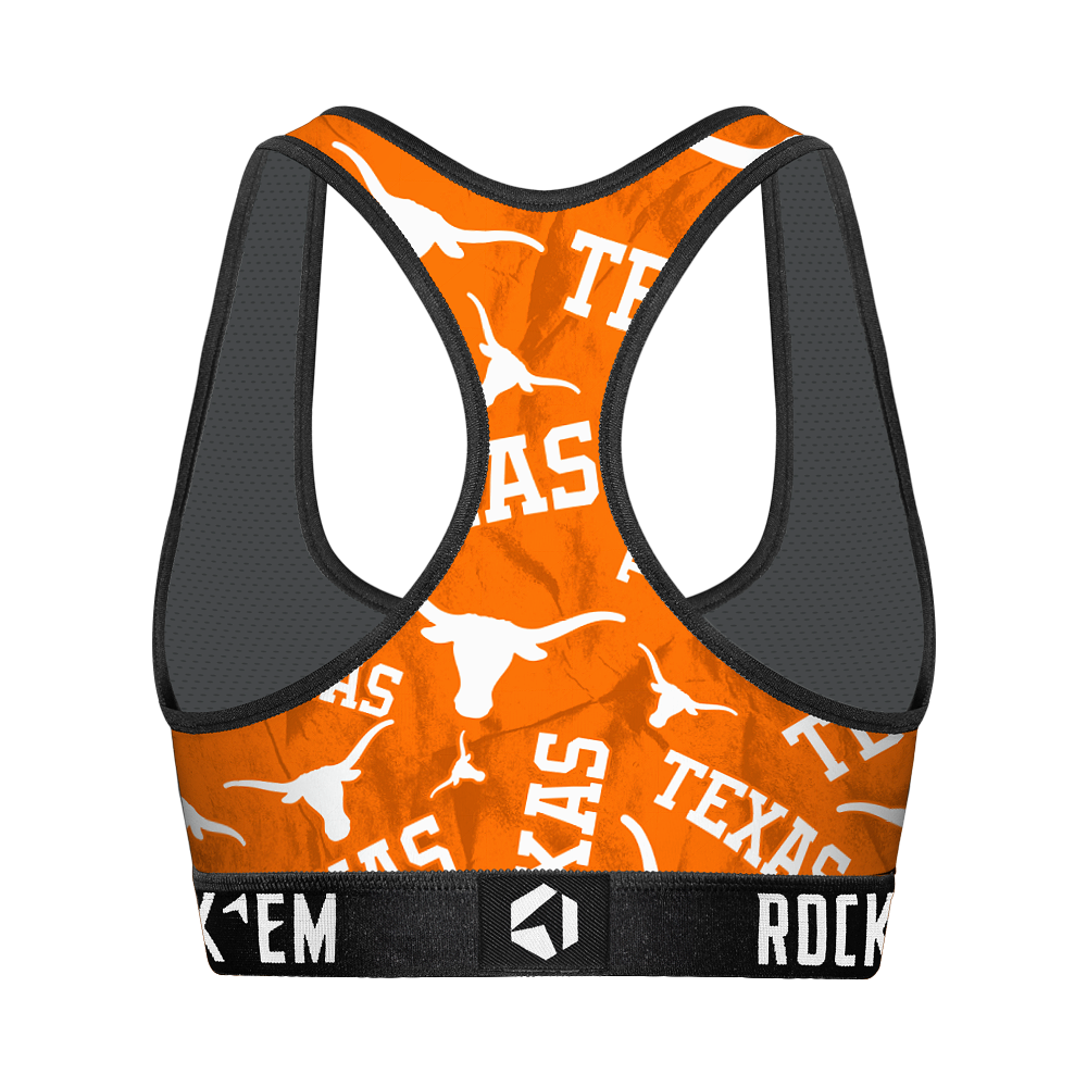 Women's Sports Bra - Texas Longhorns - Logo All-Over | Rock 'Em Socks 2