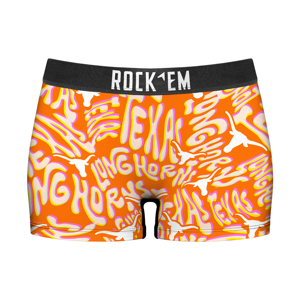 Women's Boy Shorts - Texas Longhorns - Twisted Wordmark | Rock 'Em Socks 1