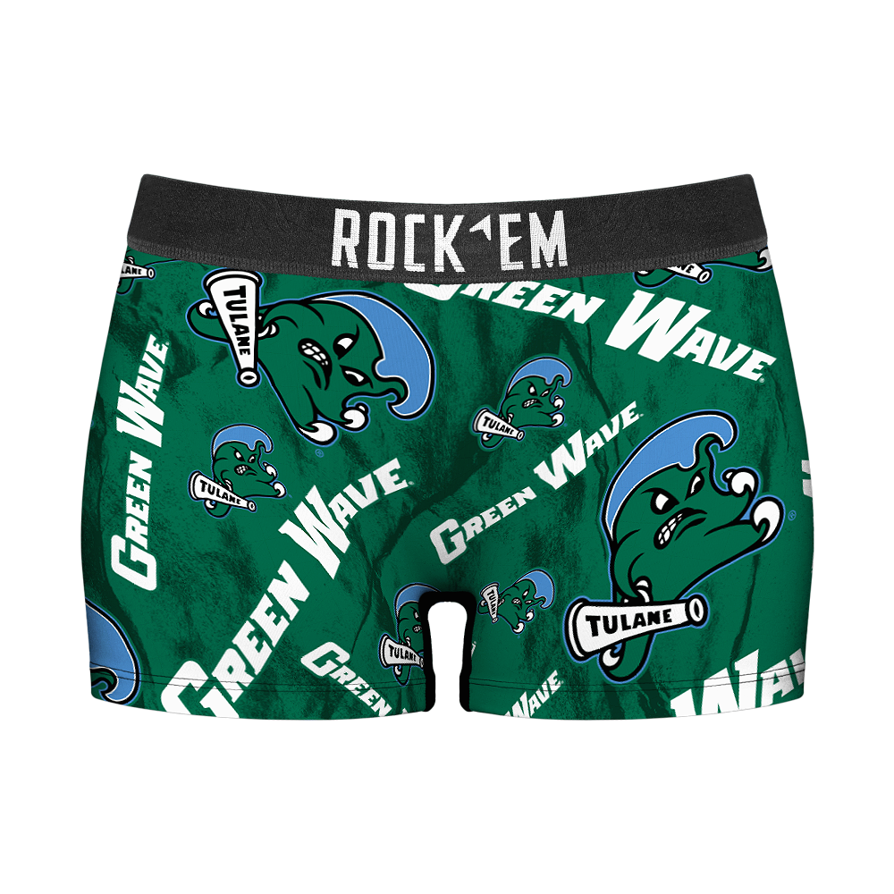 Women's Boy Shorts - Tulane Green Wave - Logo All-Over | Rock 'Em Socks