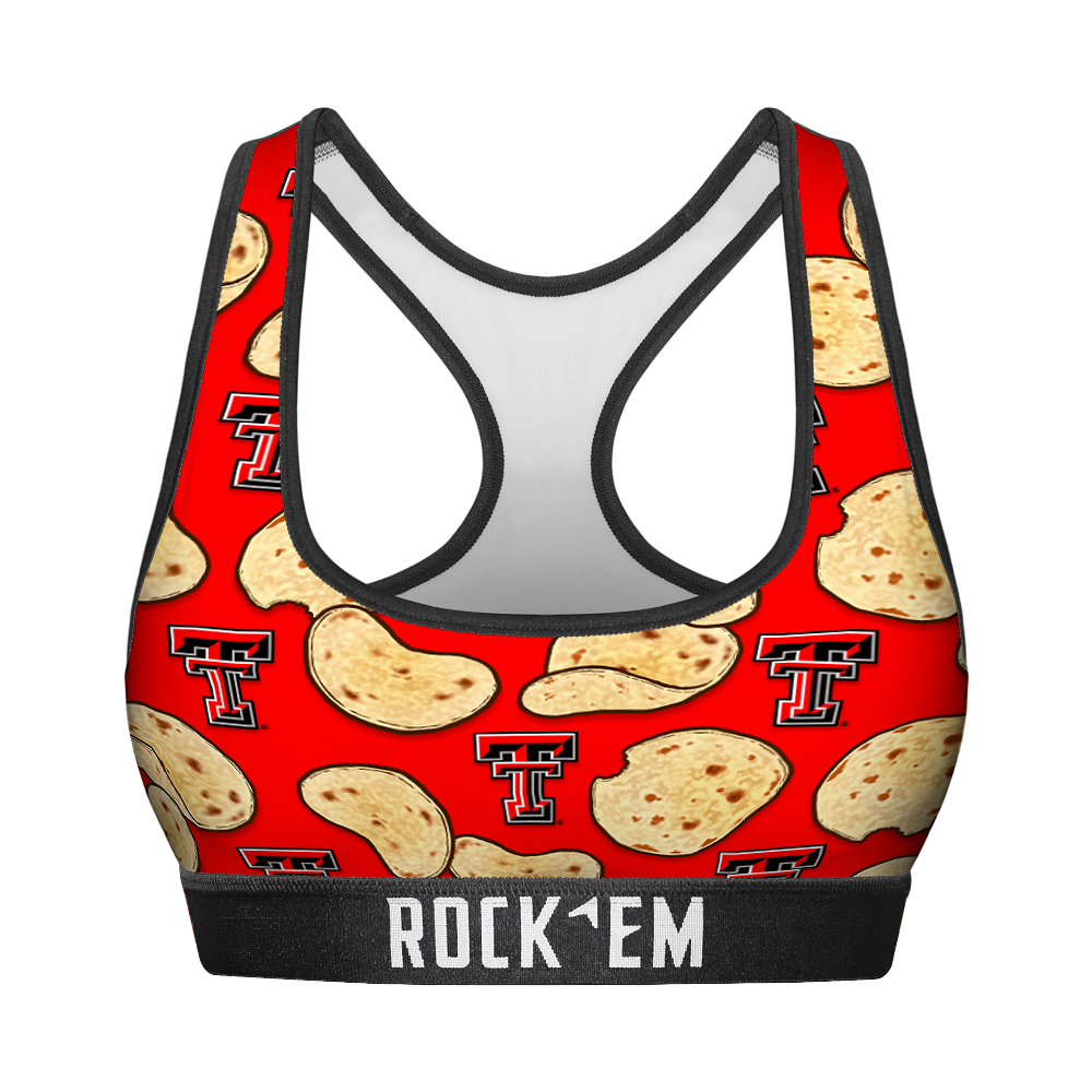 Women's Sports Bra - Texas Tech Red Raiders - Tortillas All-Over | Rock 'Em Socks 1