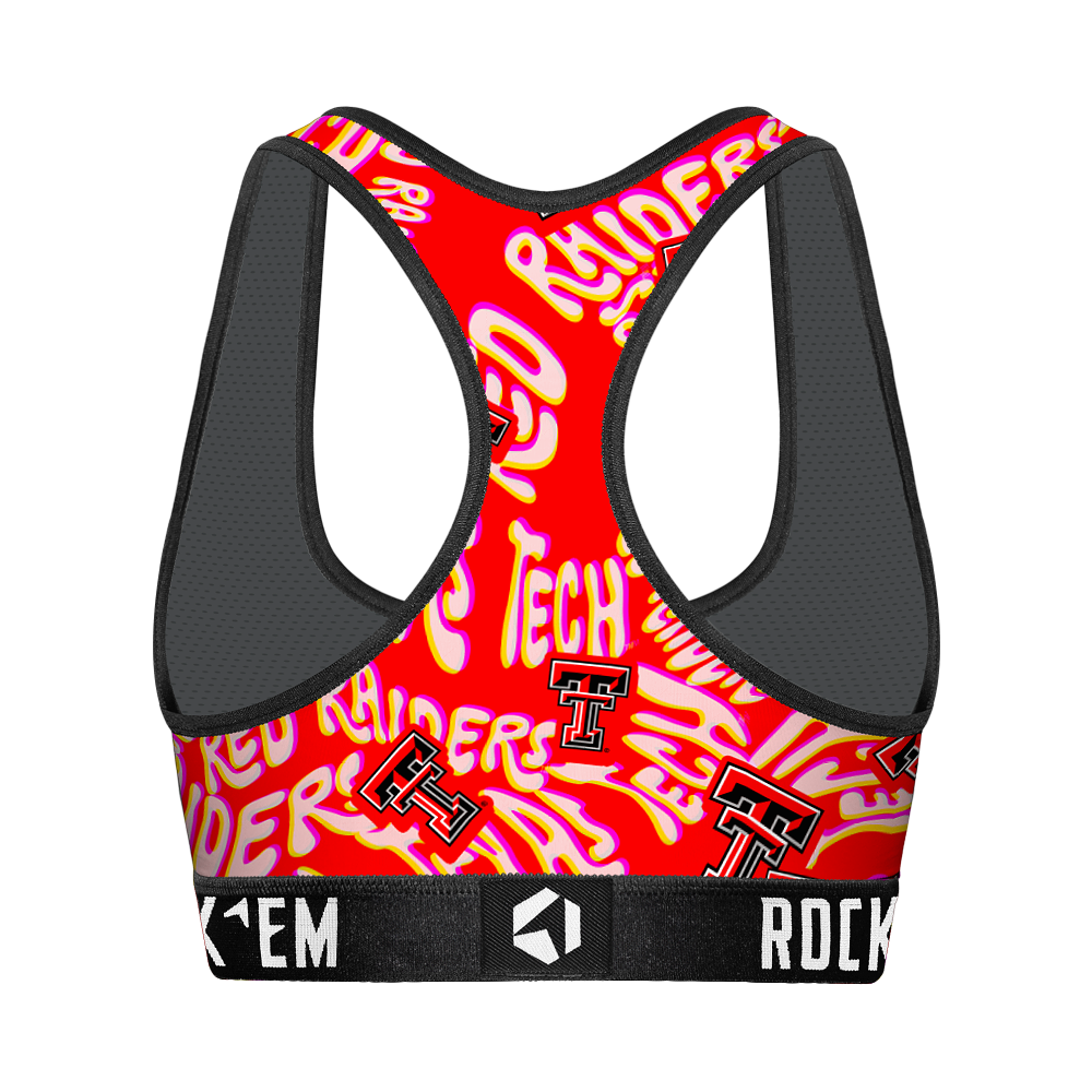 Women's Sports Bra - Texas Tech Red Raiders - Twisted Wordmark | Rock 'Em Socks 2