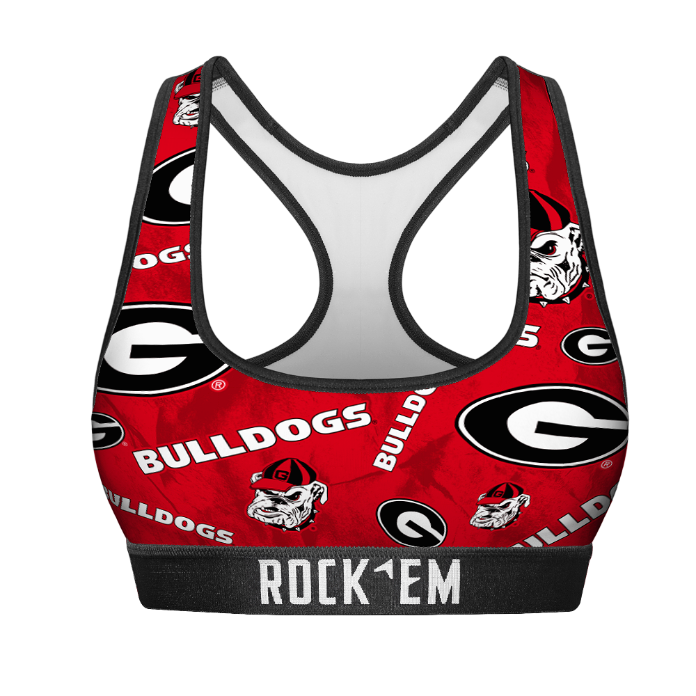 Women's Sports Bra - Georgia Bulldogs - Logo All-Over | Rock 'Em Socks 1