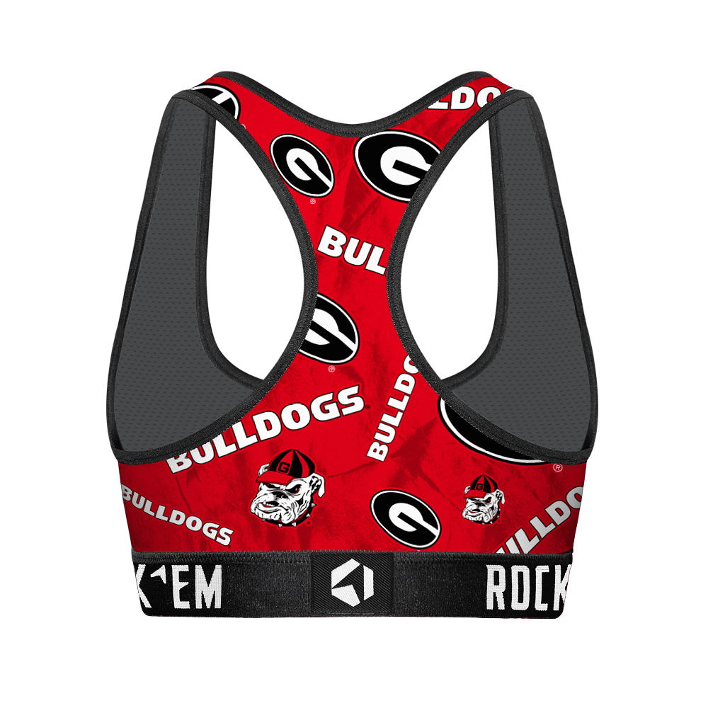 Women's Sports Bra - Georgia Bulldogs - Logo All-Over | Rock 'Em Socks 2