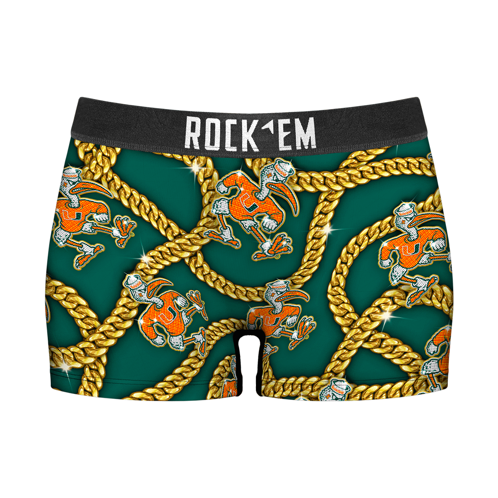 Women's Boy Shorts - Miami Hurricanes - Cuban Links | Rock 'Em Socks 1