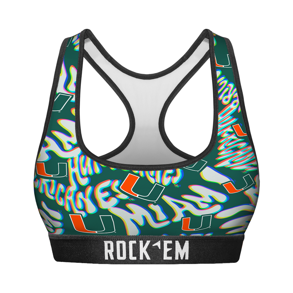 Women's Sports Bra - Miami Hurricanes - Twisted Wordmark | Rock 'Em Socks 1