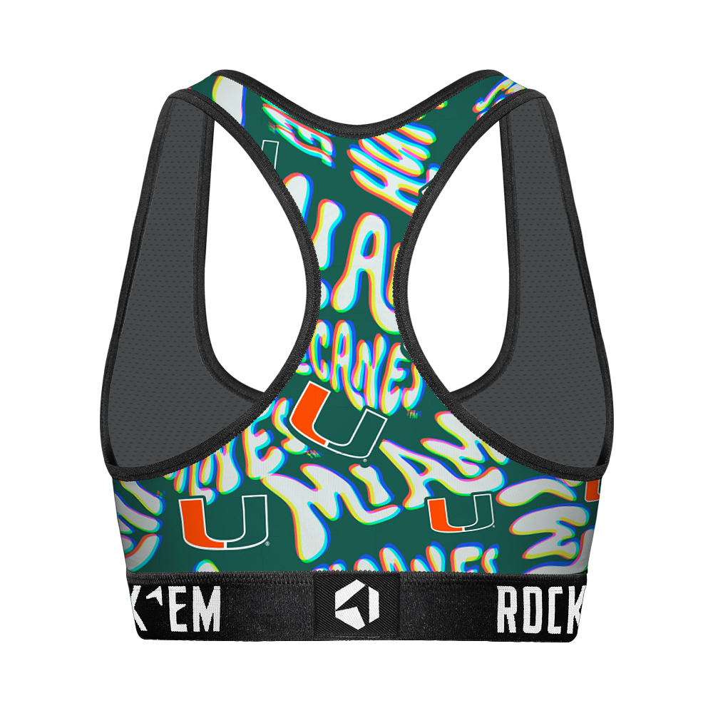 Women's Sports Bra - Miami Hurricanes - Twisted Wordmark | Rock 'Em Socks 2
