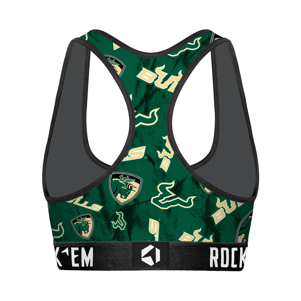 Women's Sports Bra - USF Bulls - Logo All-Over | Rock 'Em Socks 2
