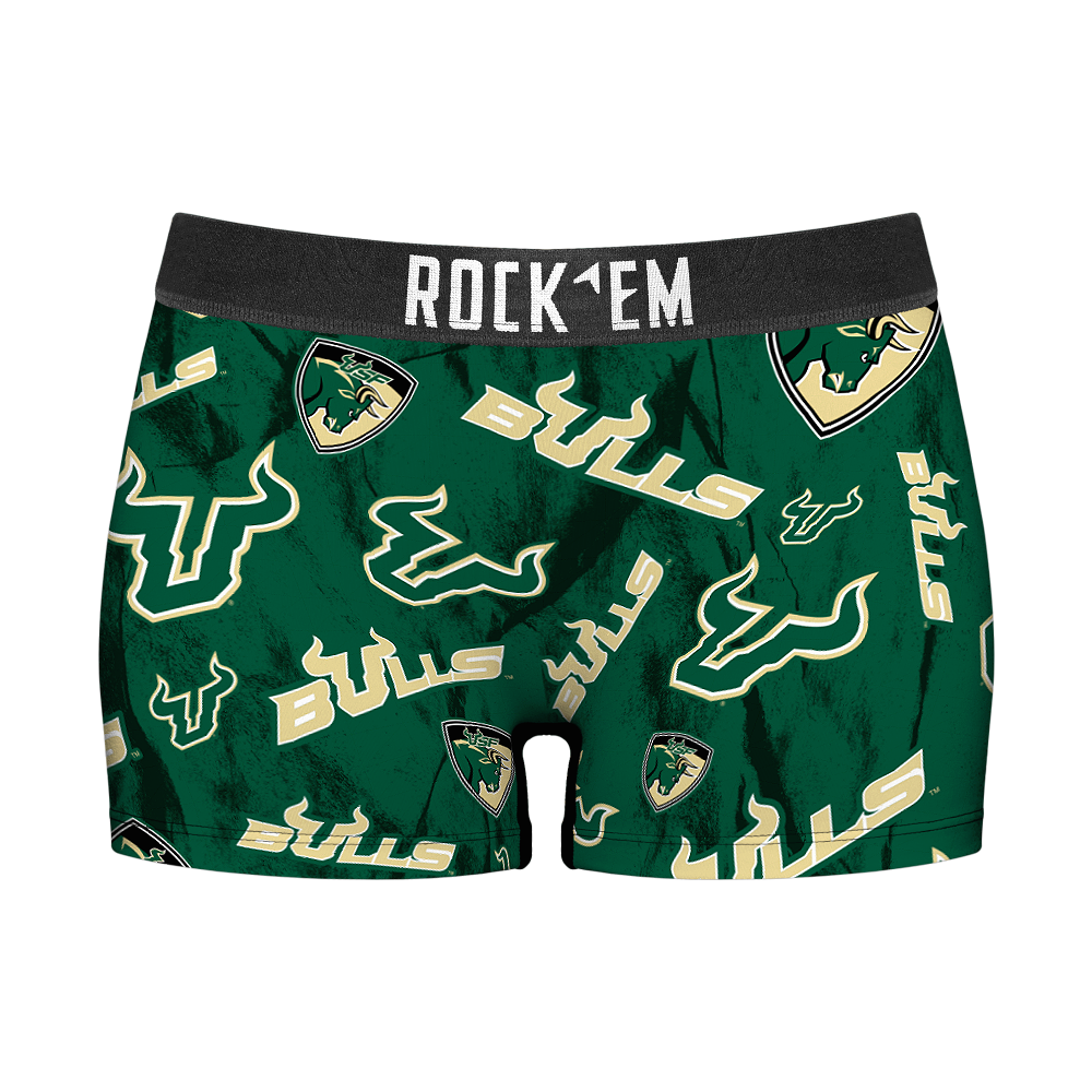 Women's Boy Shorts - USF Bulls - Logo All-Over | Rock 'Em Socks