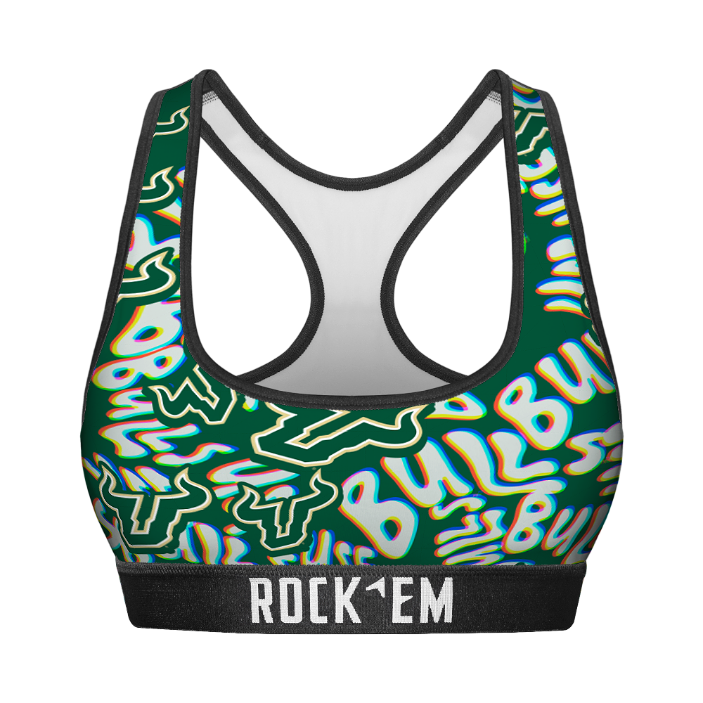 Women's Sports Bra - USF Bulls - Twisted Wordmark | Rock 'Em Socks