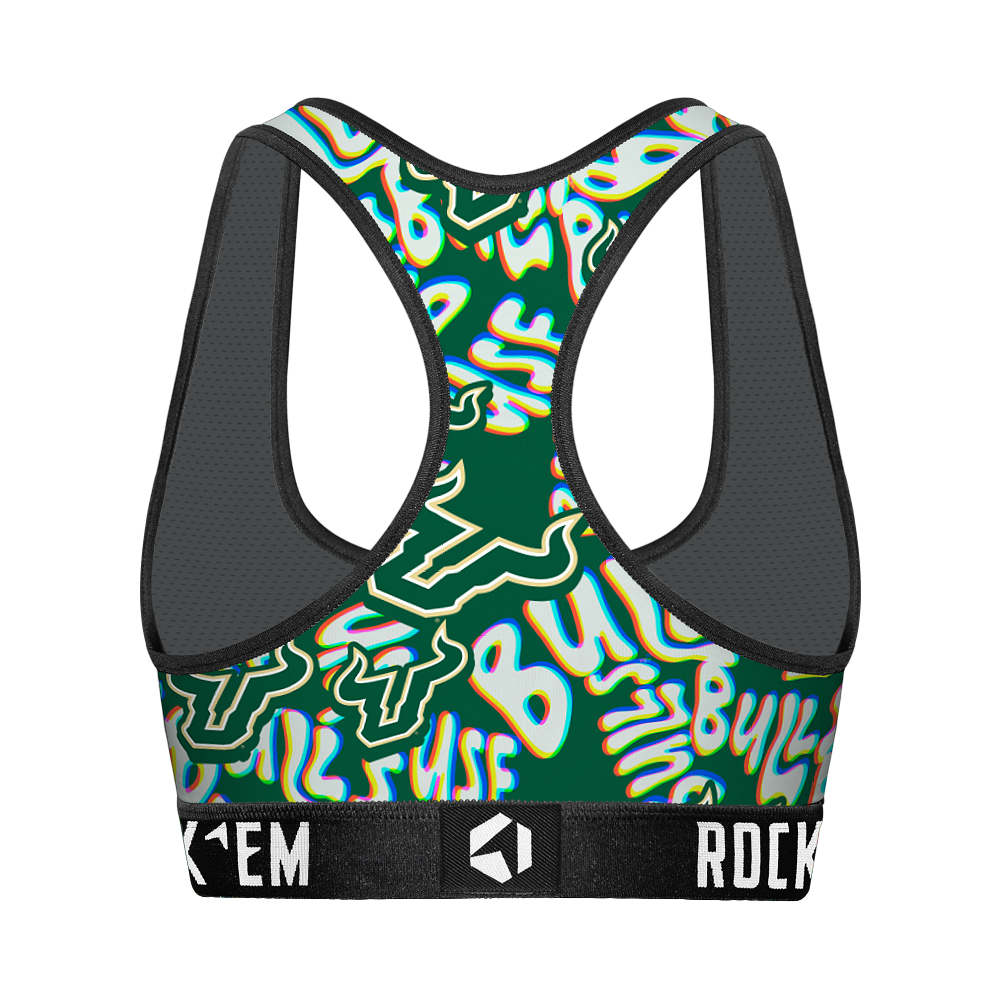 Women's Sports Bra - USF Bulls - Twisted Wordmark | Rock 'Em Socks