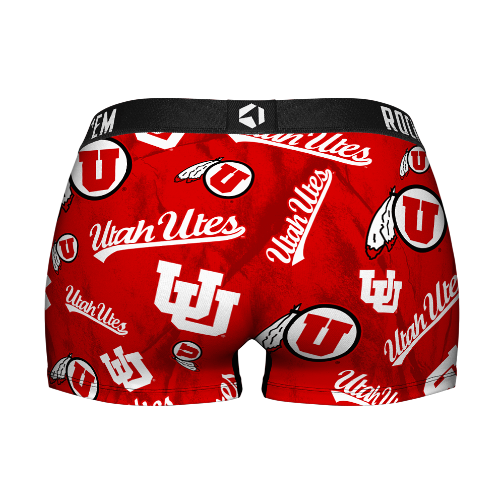 Women's Boy Shorts - Utah Utes - Logo All-Over | Rock 'Em Socks