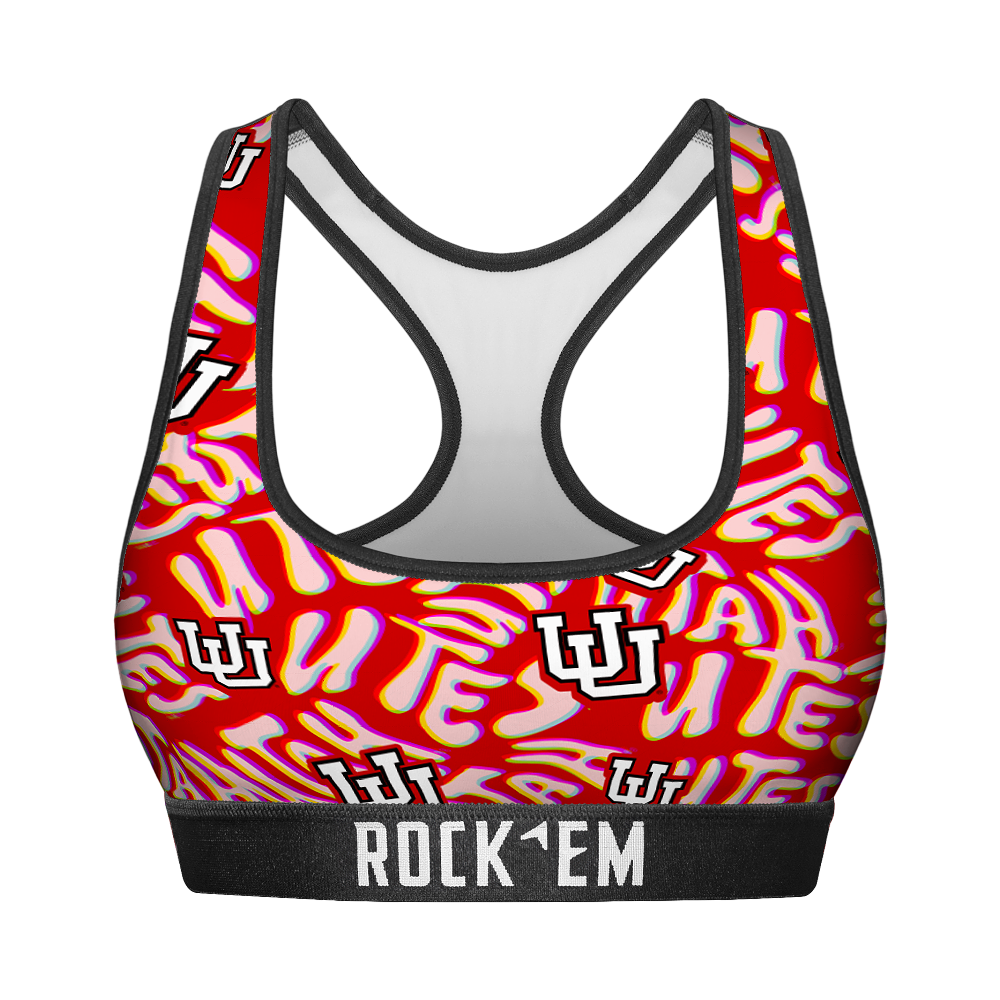 Women's Sports Bra - Utah Utes - Twisted Wordmark | Rock 'Em Socks