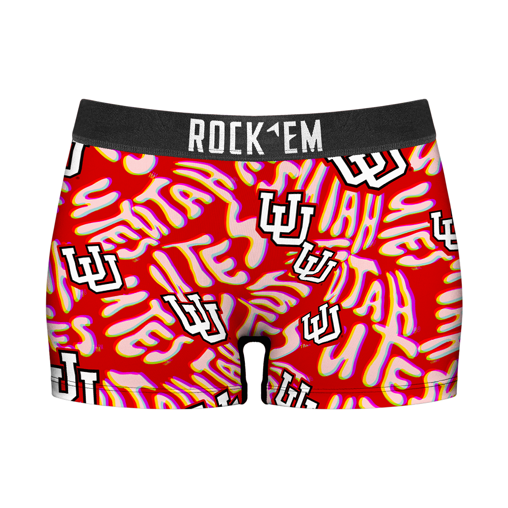 Women's Boy Shorts - Utah Utes - Twisted Wordmark | Rock 'Em Socks