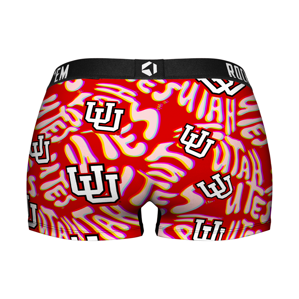 Women's Boy Shorts - Utah Utes - Twisted Wordmark | Rock 'Em Socks