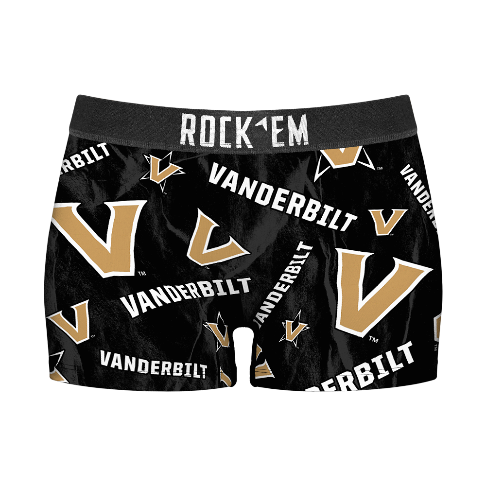 Women's Boy Shorts - Vanderbilt Commodores - Logo All-Over | Rock 'Em Socks