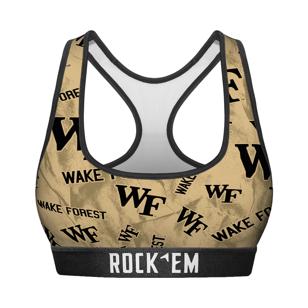 Women's Sports Bra - Wake Forest Demon Deacons - Logo All-Over | Rock 'Em Socks