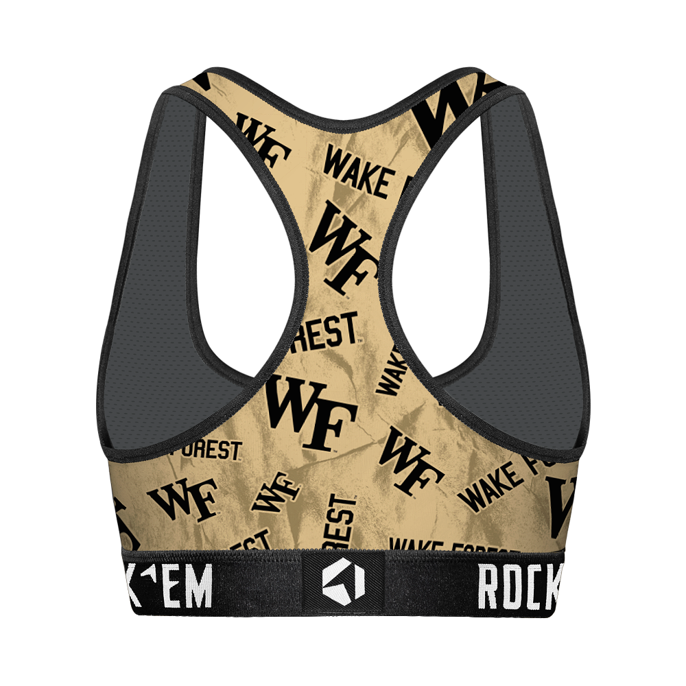 Women's Sports Bra - Wake Forest Demon Deacons - Logo All-Over | Rock 'Em Socks