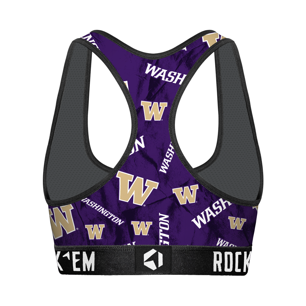 Women's Sports Bra - Washington Huskies - Logo All-Over | Rock 'Em Socks 2